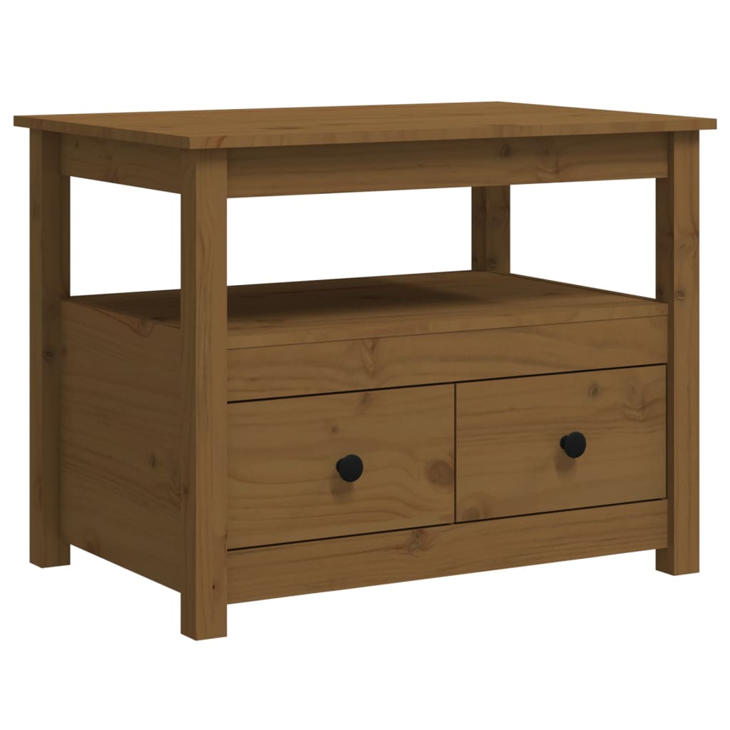 Mesa de Centro Vidaxl de Pino Maciza 71x49x55 Cm Natural