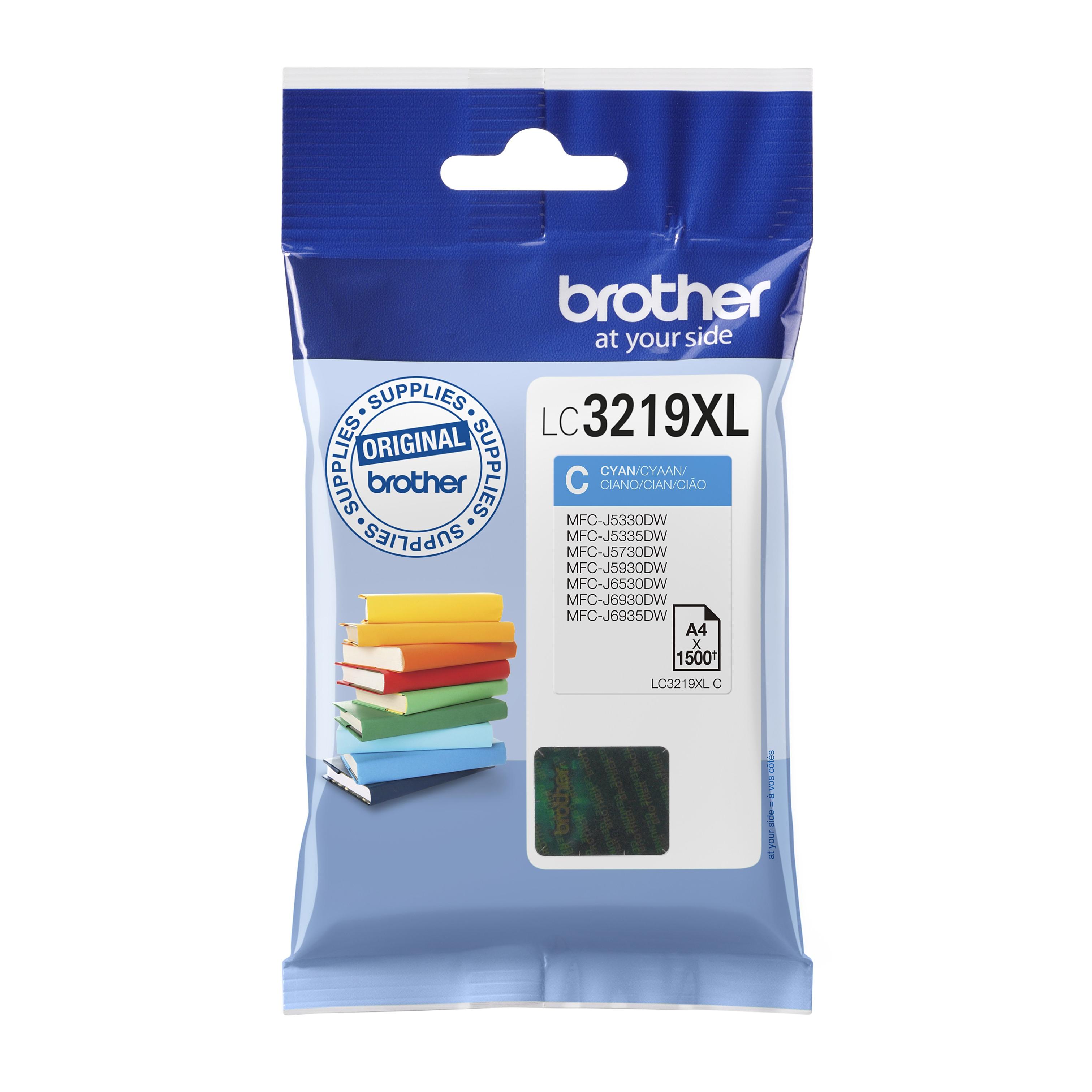 Cartucho de Tinta Cian Brother LC3219XLC Original para Impresoras MFCJ5330DW, MFCJ5730DW, MFCJ5930DW, MFCJ6530DW, MFCJ6930DW y MFCJ6935DW