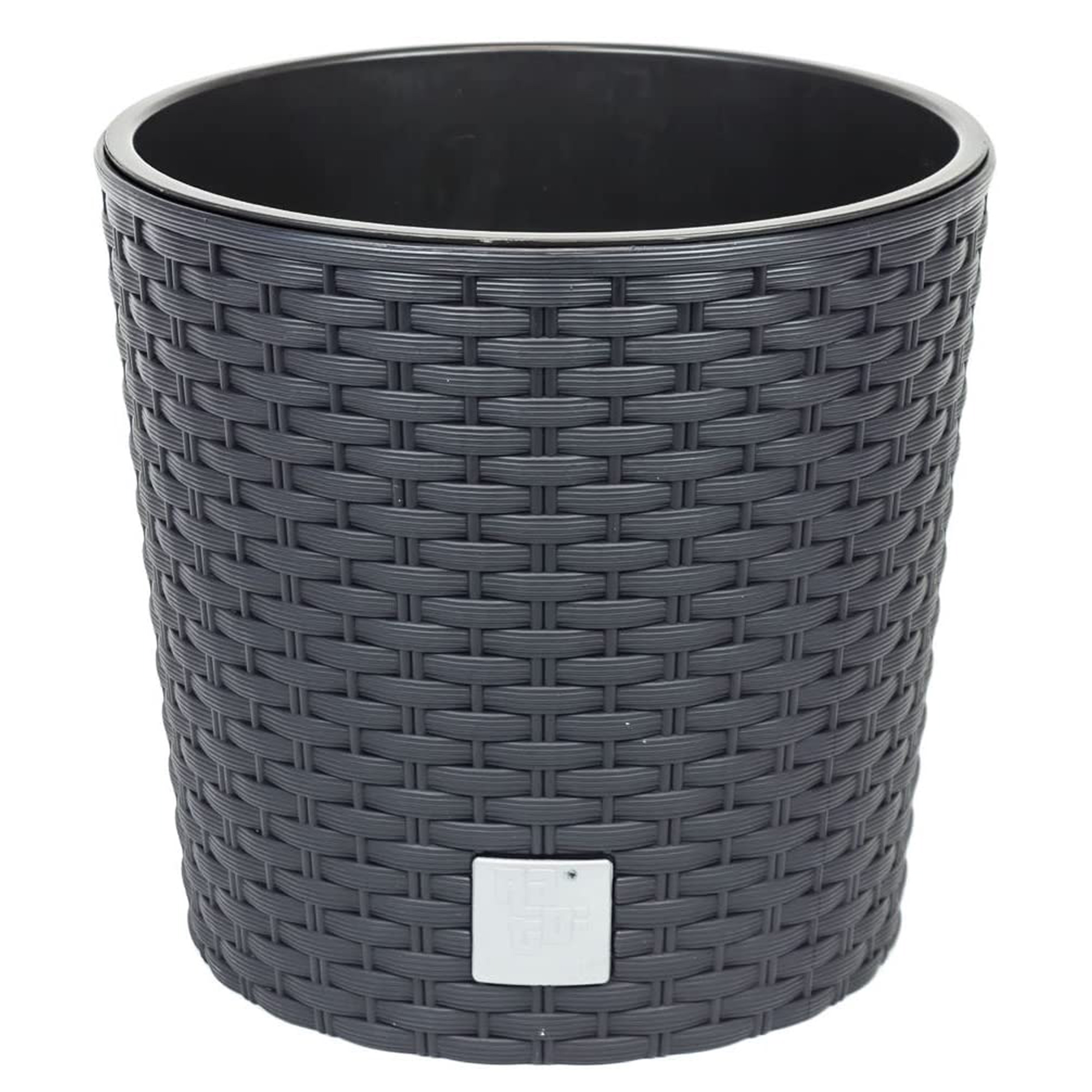 Maceta Prosperplast Rato Round 400L Antracita - Acabado Similar Rattan