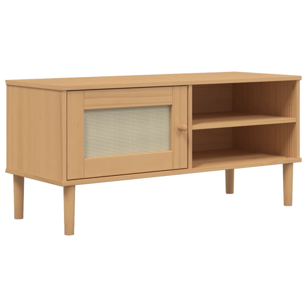 Mueble de TV Vidaxl SENJA Ratán Madera Pino 106x40x49cm