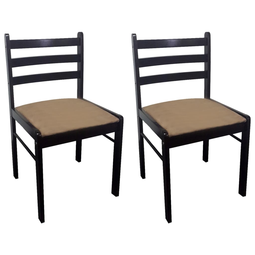 vidaXL Sillas de comedor 2 uds madera maciza caucho terciopelo en color Blanco/Marrón | cómodas modernas ergonómicas para comedor cocina salón hogar
