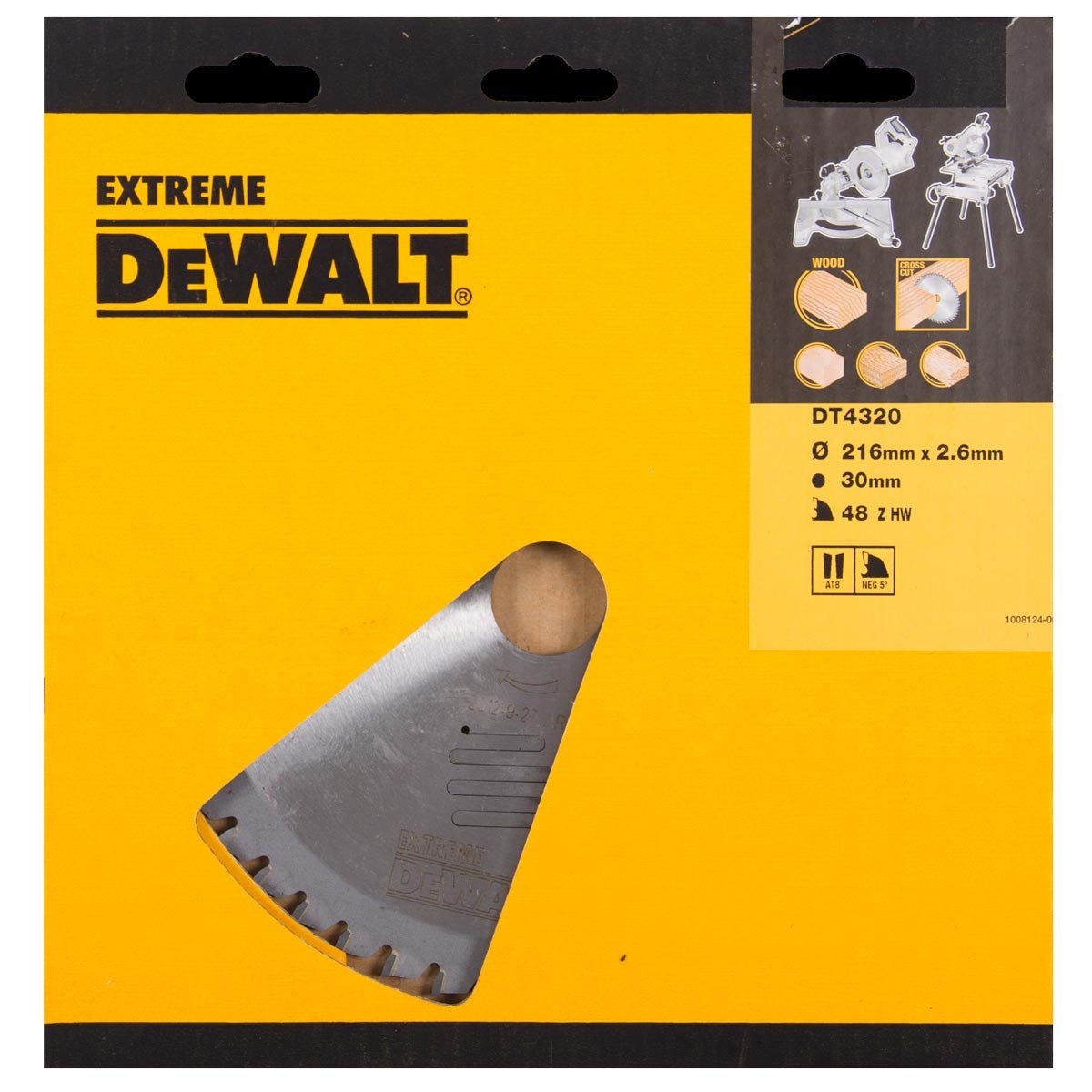 DeWalt DT4320-QZ - Hoja para sierra circular estacionaria, 216 x 30 mm, 48D ATB -5º