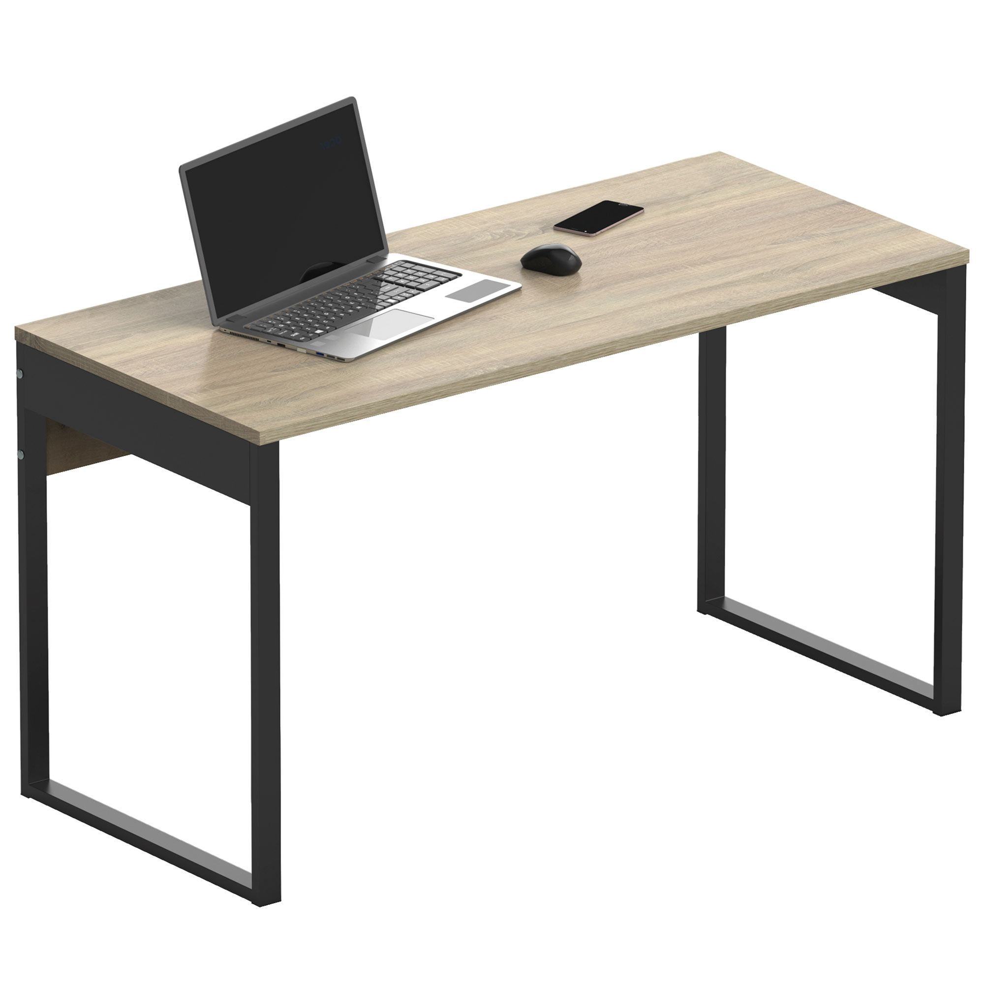 Briebe Smuk Escritorio Mesa de Ordenador Oficina Estudio, Patas Estructura Metálica Industrial 76x135x60cm, , Madera