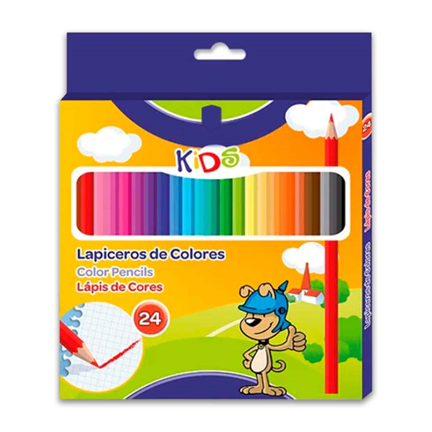 Acan Tradineur - Caja de lápices de colores - 24 Colores llamativos -  Fabricación en madera - Forma hexagonal - Ideal para los niños