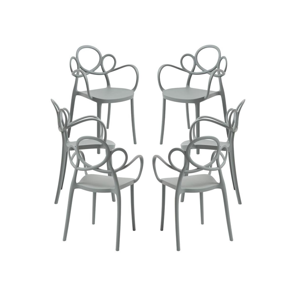 Regalos Miguel - Packs Sillas Jardín - Pack 6 Sillas Sky con Reposabrazos - Gris oscuro