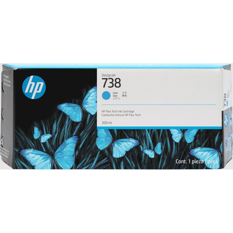 HP - Cartucho de tinta cian DesignJet 738 de 300 ml 676M6A