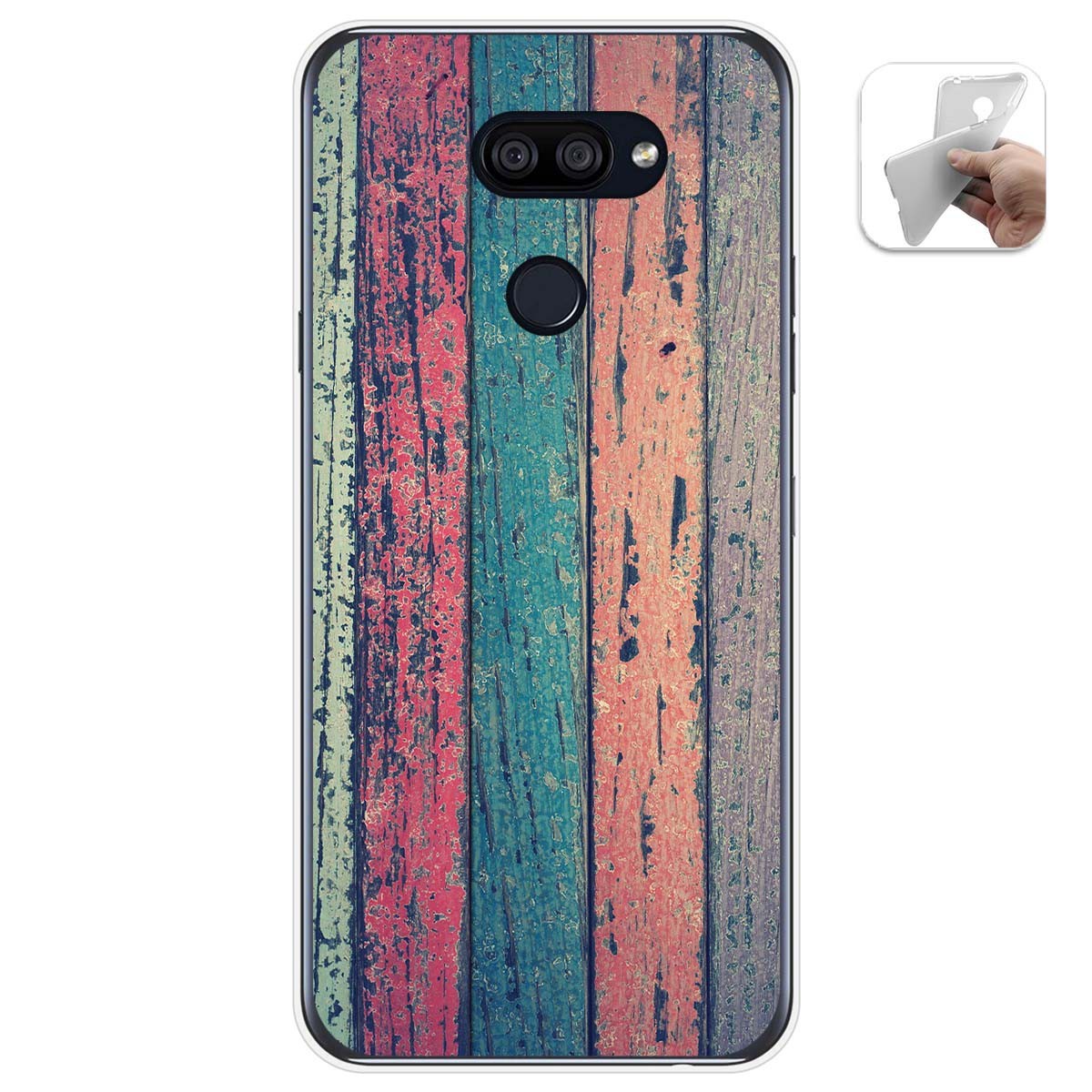Tumundosmartphone Funda Gel Tpu para Lg K40S diseño Madera 10 Dibujos