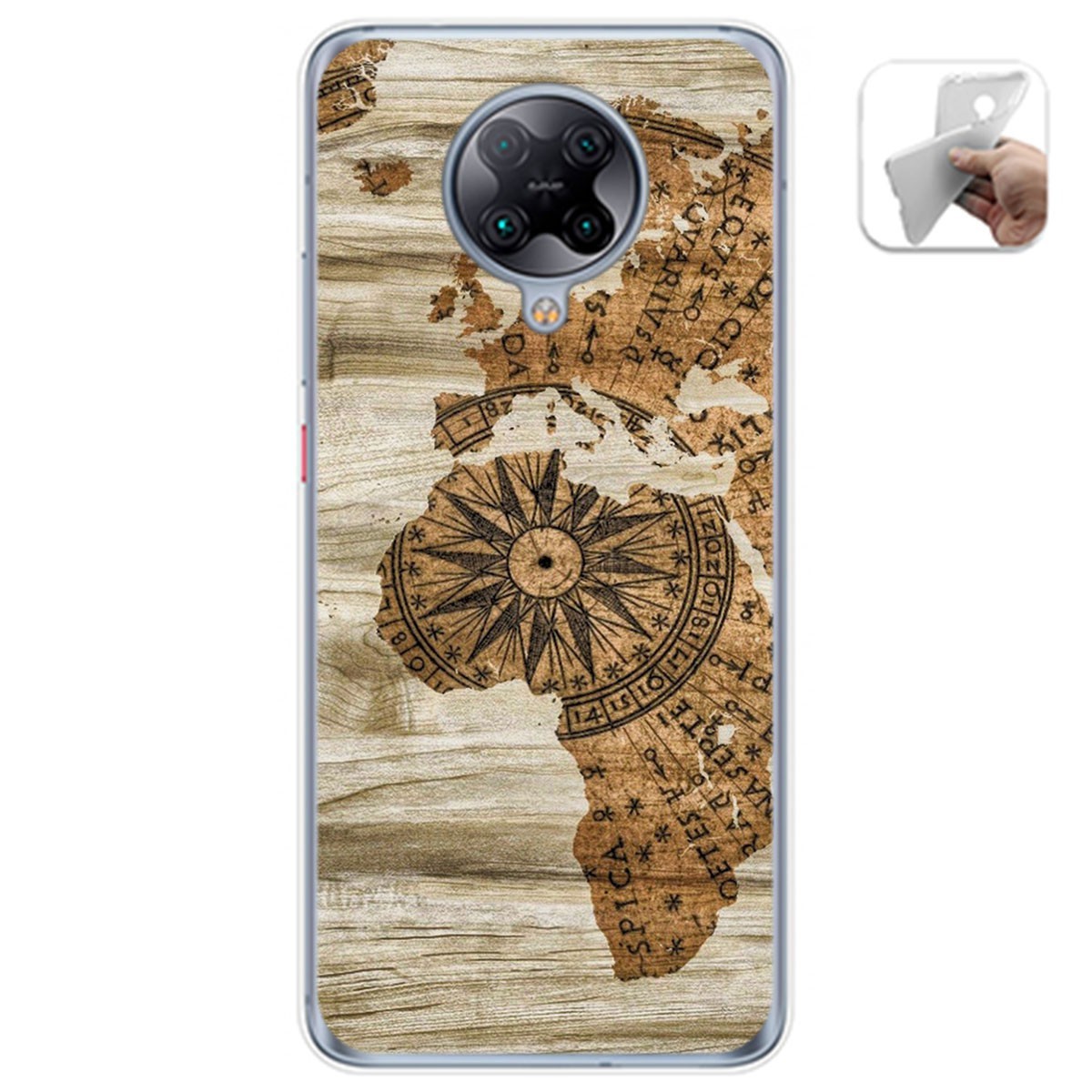 Tumundosmartphone Funda Gel Tpu para Xiaomi POCO F2 Pro diseño Madera 07 Dibujos