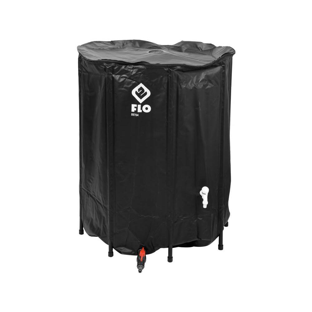 FLO 89704 Barril de Lluvia Plegable con Grifo, Filtro y Protección Antidesbordamiento, 500 litros, PVC macizo, resistente a rayos UV, 80x98 cm
