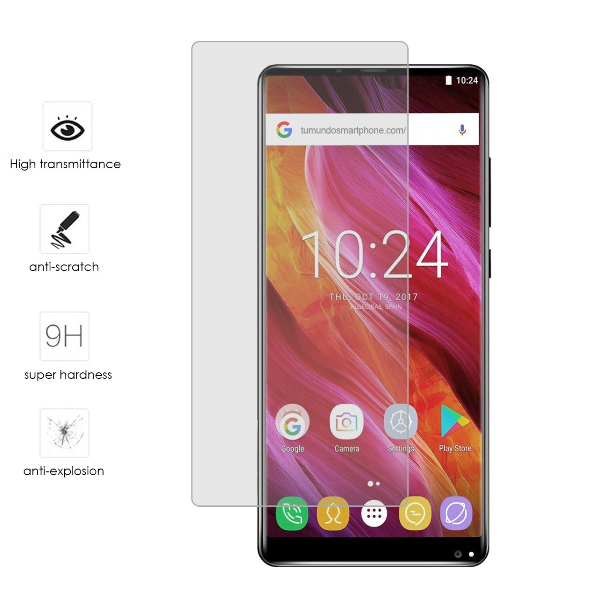 Tumundosmartphone Protector Cristal Templado para Oukitel Mix 2 Vidrio