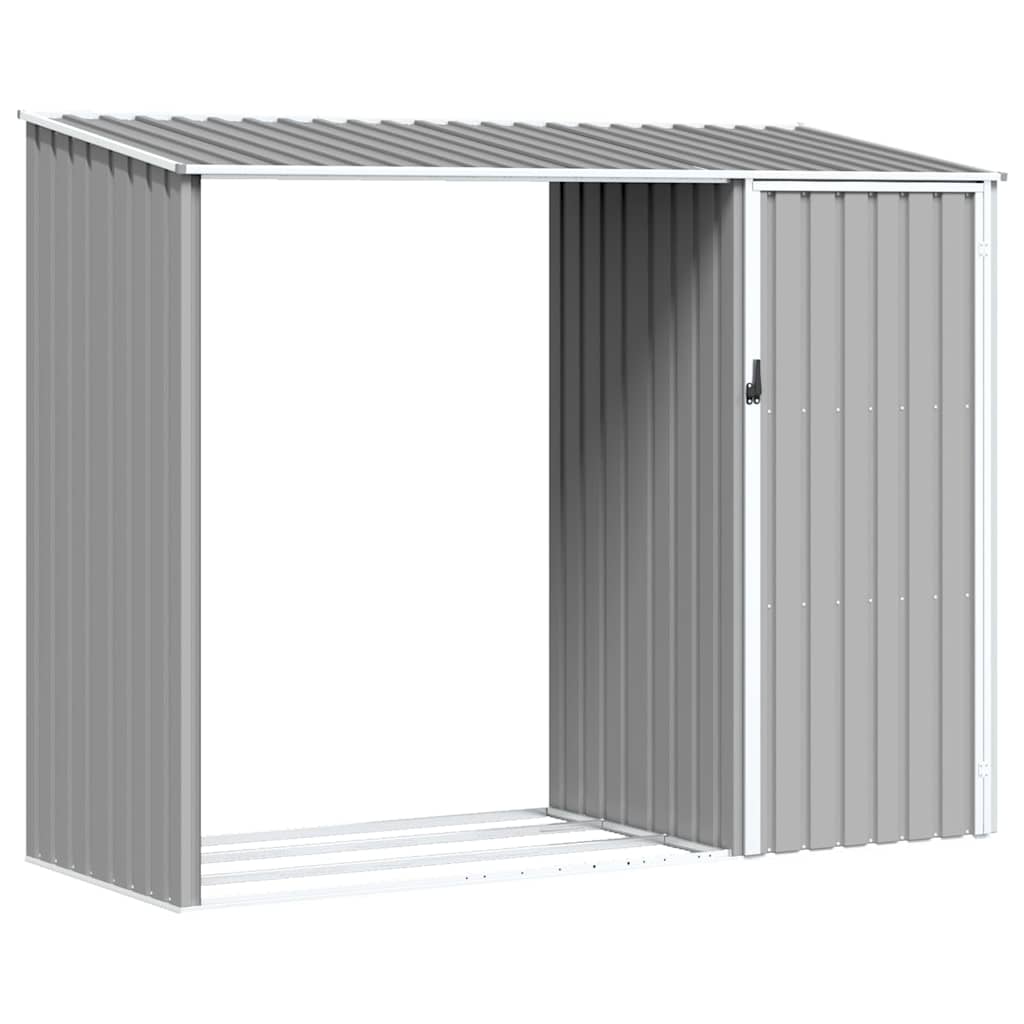 vidaXL Cobertizo de jardín de leña gris acero galvanizado 245x98x159cm