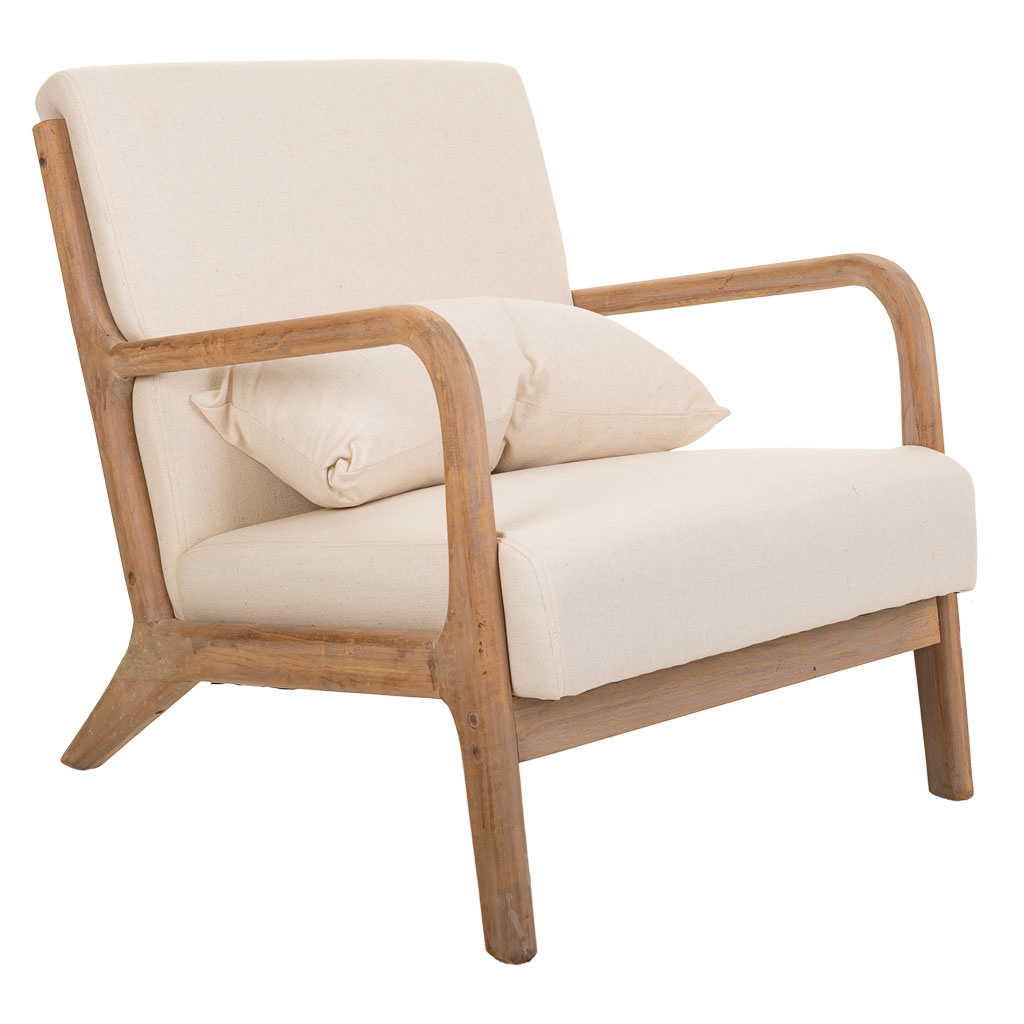 WANDERLUST DECO Butaca de Madera Tapizada de Alta Calidad para Sala de Estar