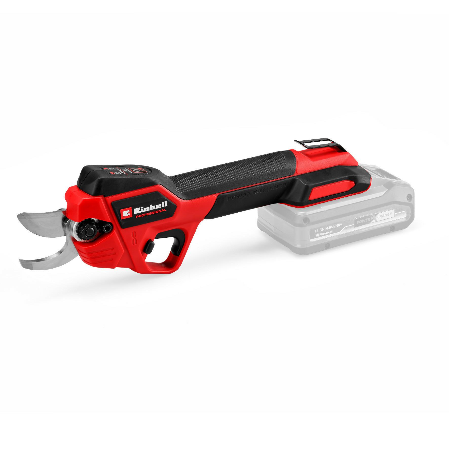 Tijeras de podar con batería GP-LS 18/28 Li BL-Solo Einhell Professional Power X-Change (18 V, capacidad de corte ajustable, ramas hasta 28 mm, cuchillas de derivación, clip de cinturón, sin batería)