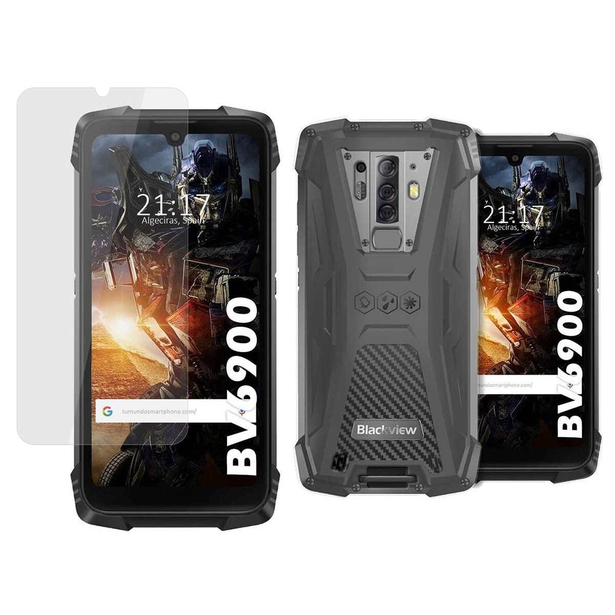 Tumundosmartphone Pack 2 en 1 Funda Gel Transparente + Protector Cristal Templado para Blackview BV6900 / BV6900 Pro - Protección Completa