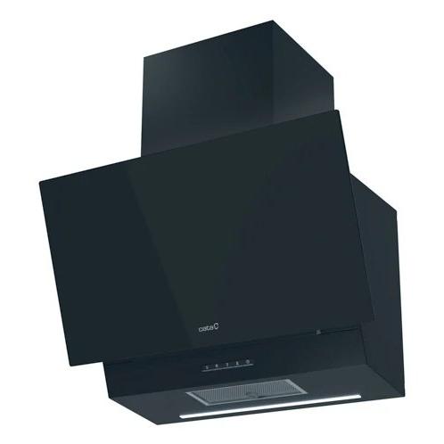 Cata - Campana extractora piramidal decorativa Cata 02137406 de cristal negro 70 cm, 600 m³/h Clase A, 6 velocidades y control electrónico con display, ideal para cocina moderna