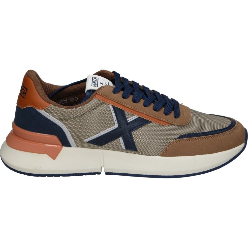 MUNICH | Zapatillas Munich Versus 107 para Hombre – Deportiva Casual Marrón con Detalles en Verde y Azul Marino – Sneakers con Cordones – Urbano – Cómodas y Versátiles – Modelo 4173107