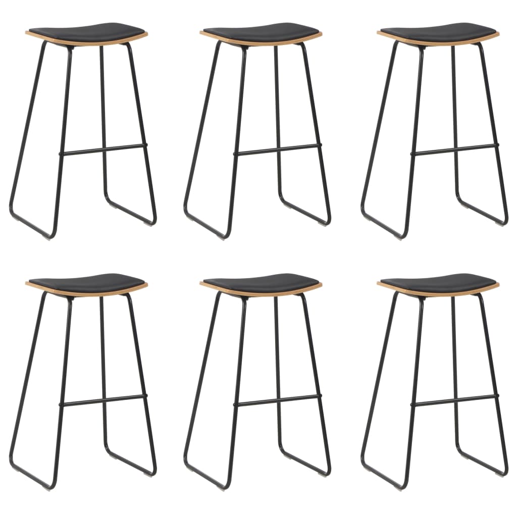 vidaXL Taburetes de cocina 6 unidades cuero sintético negro