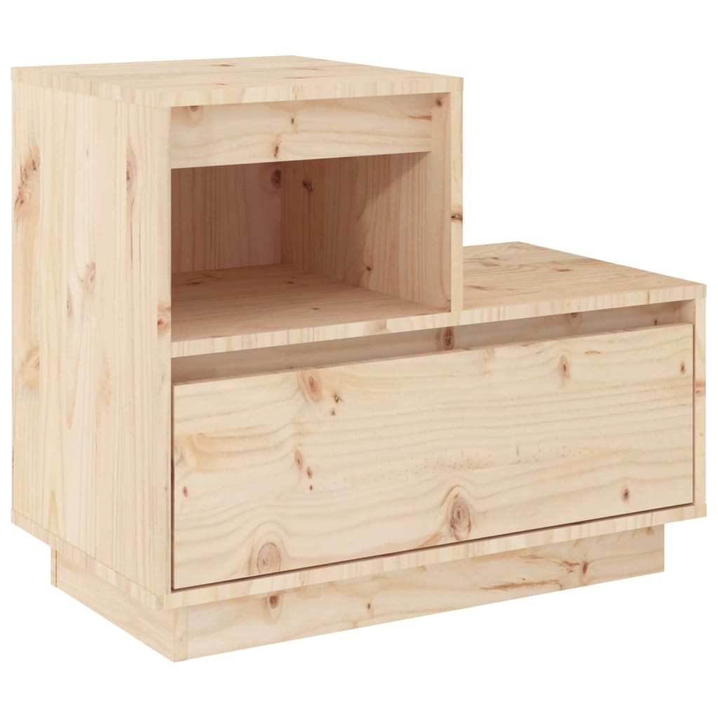 Vidaxl Mesita de Noche Madera Maciza de Pino 60x34x51 Cm Natural - Blanco - Marrón Miel