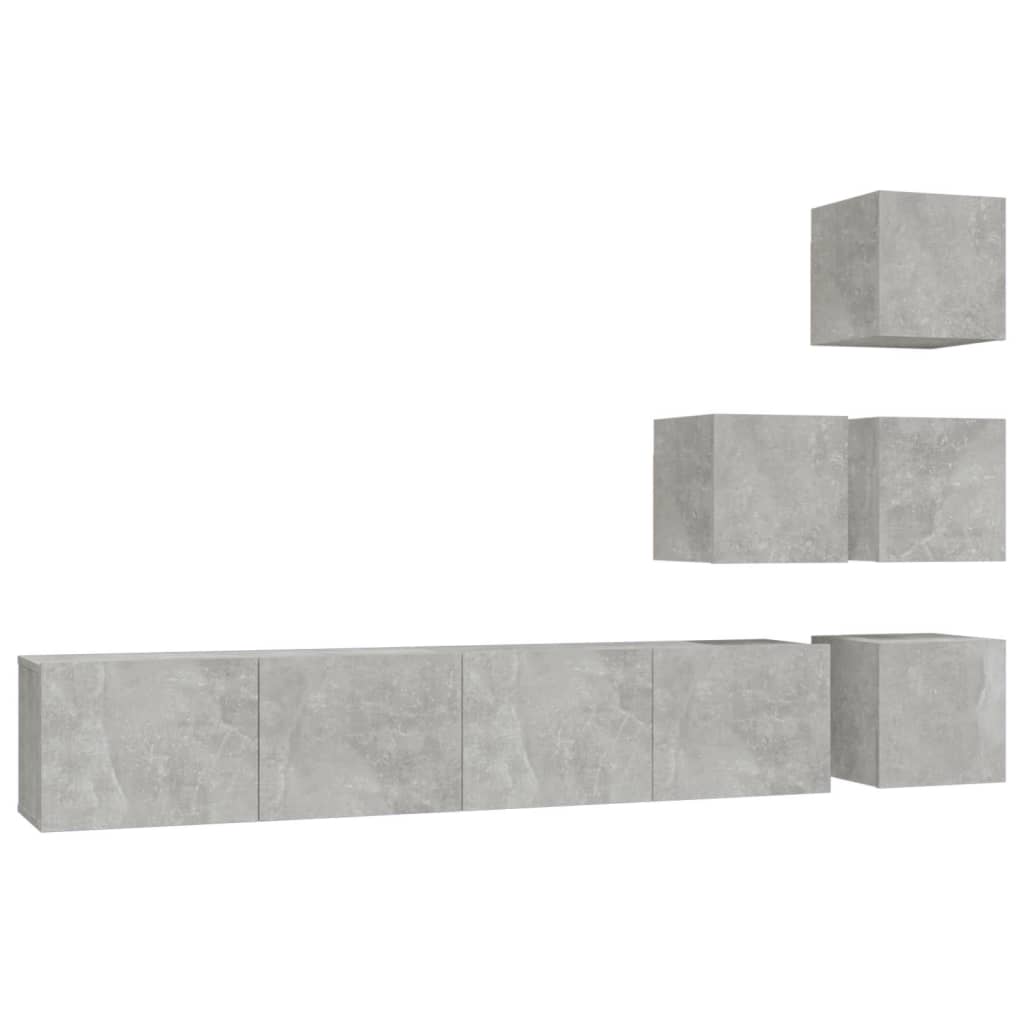 vidaXL Mueble de pared de TV madera contrachapada gris hormigón