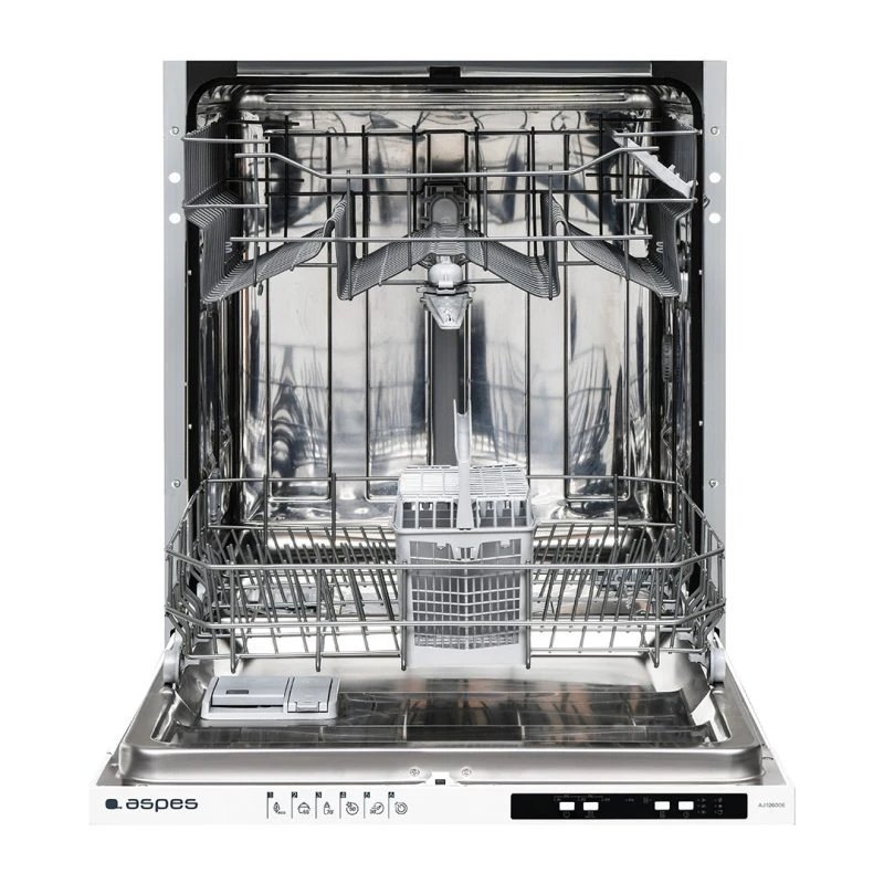Aspes - Lavavajillas integrable 60 cm AJI12600E para 12 cubiertos, clase energética E, tecnología Mini Active y secado integrado, ideal para cocina integrada y uso diario en blanco