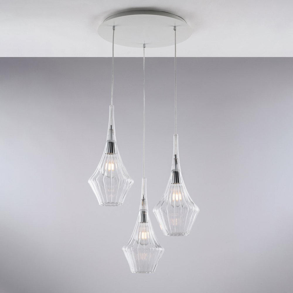 Lámpara moderna Zeus transparente 3 Luces E27