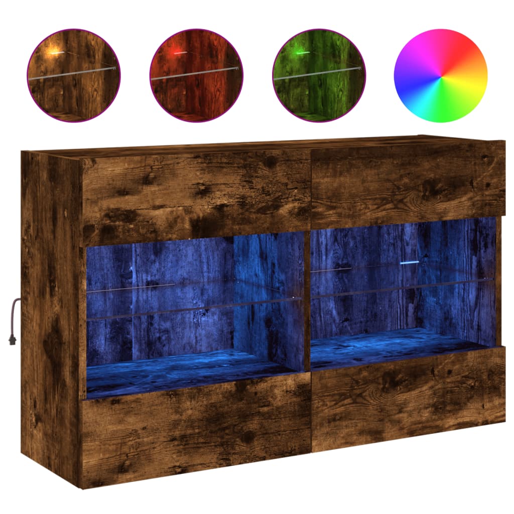 vidaXL Mueble TV de pared con luces LED 98,5x30x60,5 cm, Mueble de Salon, Mueble TV, Mueble TV salon, Mesa de TV, Mueble tele