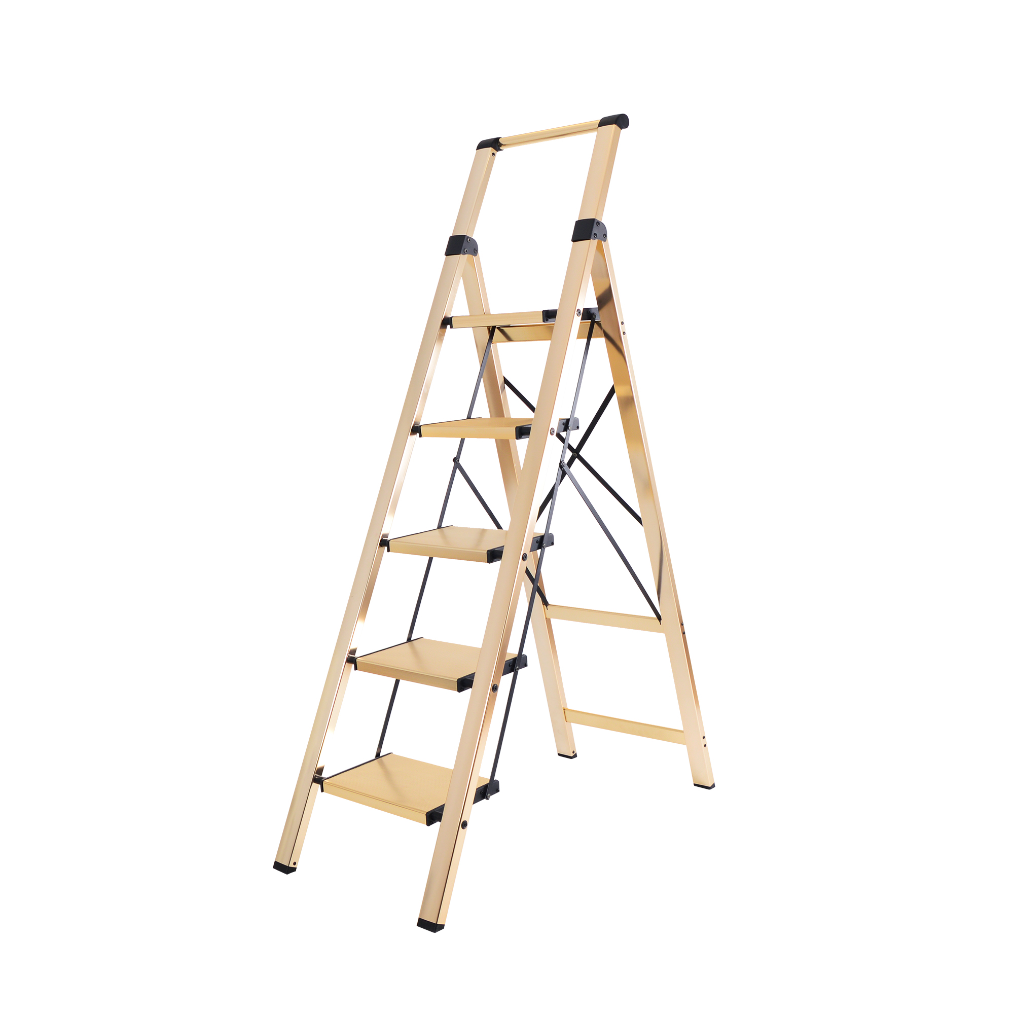 Escalera ATENEA - Escalera domestica de aluminio. 5 peldaños (oro)