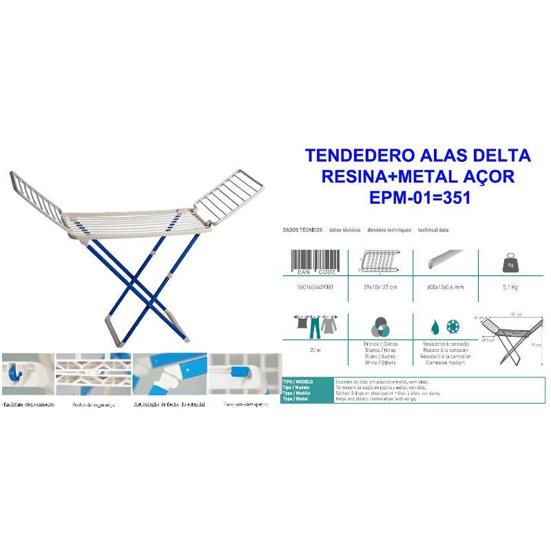 Tendedero alas delta resina+metal açor epm-01 351 (caja 2 unidades)