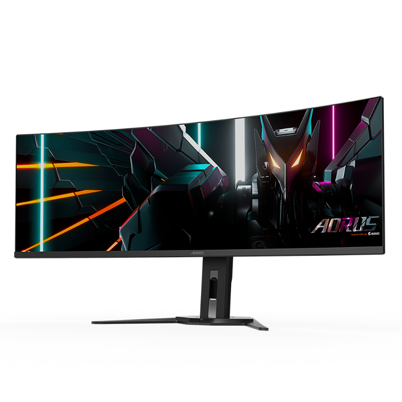 AORUS CO49DQ 49" OLED Gaming Monitor, 5120 x 1440 DQHD, Curved, 144 Hz, AMD FreeSync, 0.03 ms Response Time, 250 cd/m² Brightness, HDMI, USB Type-C, Black