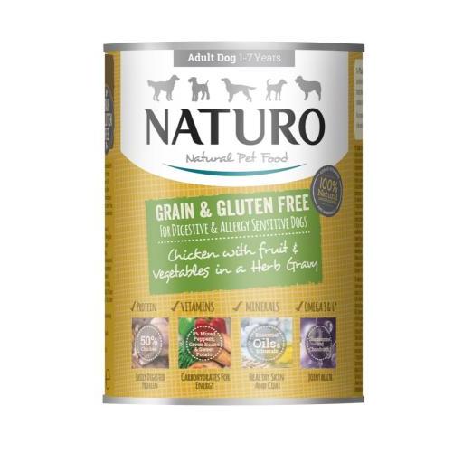 Naturo Comida Húmeda Grain Free para Perros Adultos Sensibles de Pollo y Vegetales - 390 GR