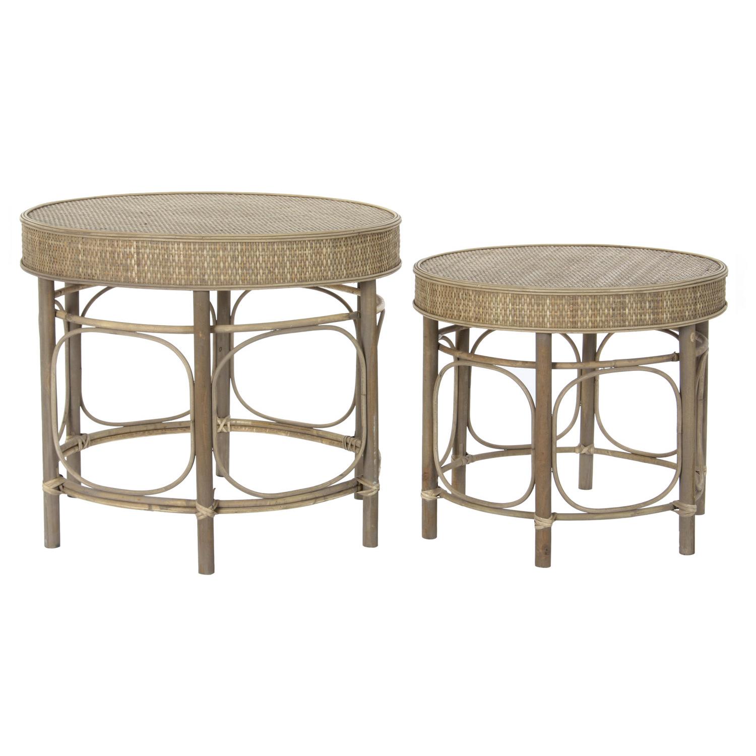 Mesita Auxiliar Set 2 Ratan 61X61X52 50X43 Natural - Fijalo - El mejor complemento para tu hogar.