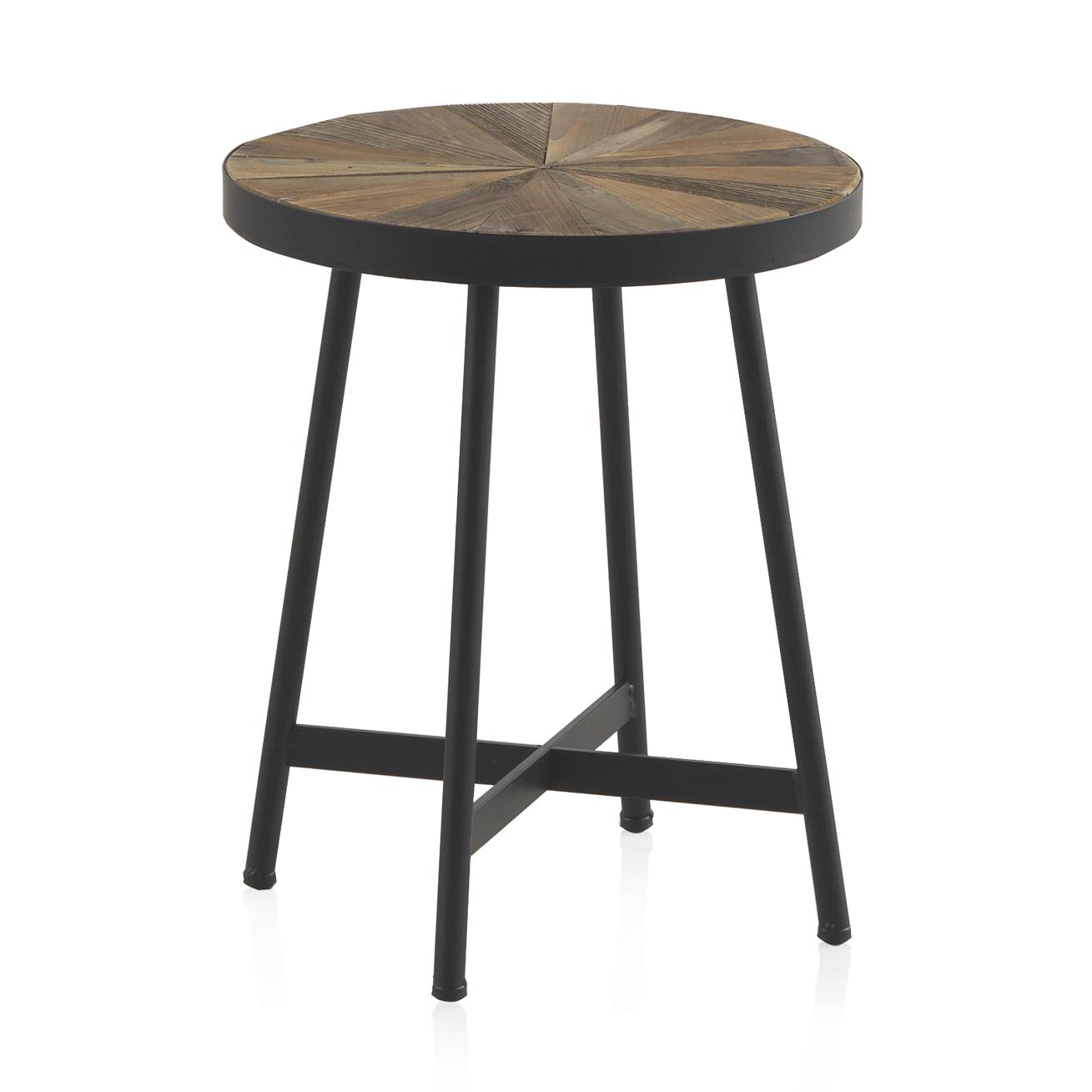 Mesa Auxiliar Redonda De Madera 40 Cm Con Base De Metal El mejor complemento para tu hogar. Fijalo