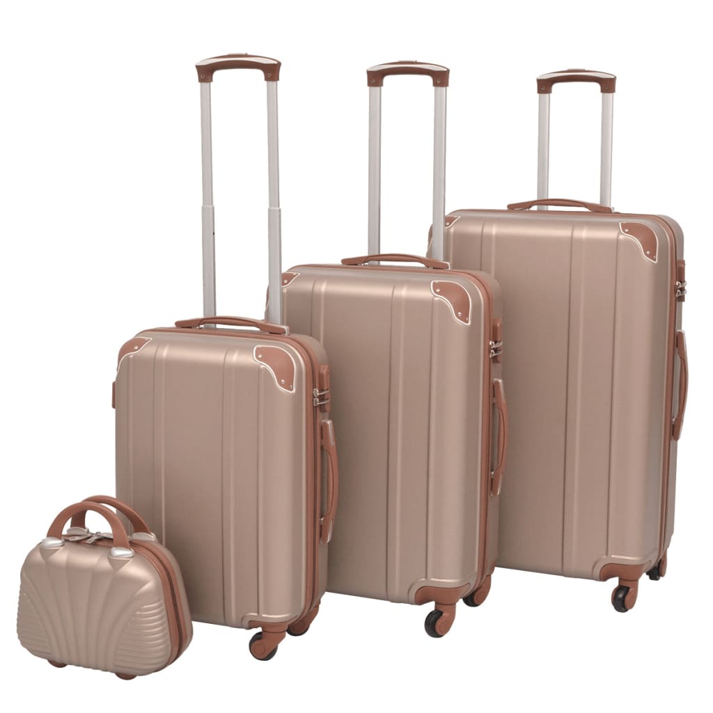 vidaXL Juedo de Maletas Rígidas Trolleys de Ruedas 4 Uds Set Equipaje Color Café,  champán,  Antracita y mas