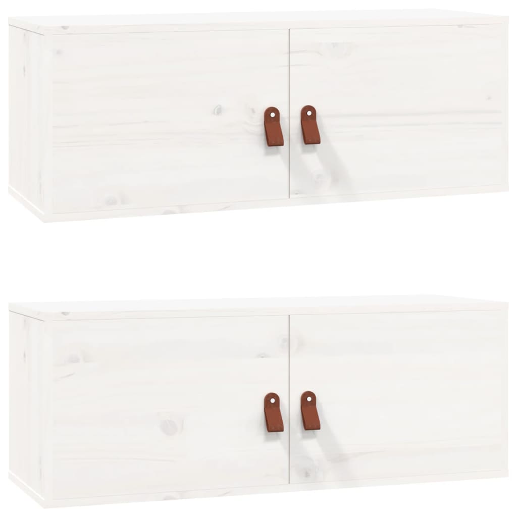Vidaxl Armarios de Pared 2 Uds Madera de Pino 60x30x30 Cm Natural Blanco Marrón Miel