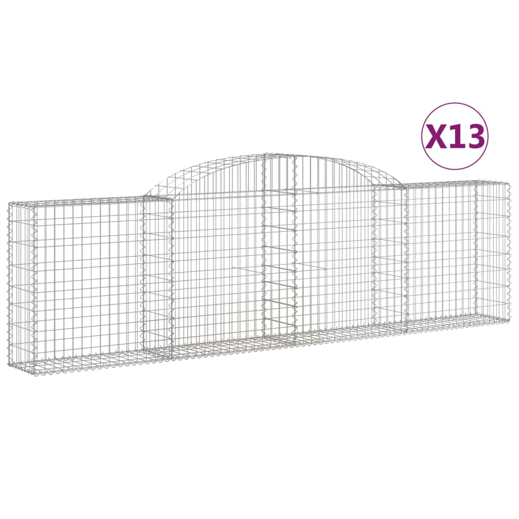 vidaXL Cestas de gaviones 13 uds forma de arco hierro Dimensiones 200 x 30 x 40/60 cm,  200 x 30 x 60/80 cm,  200 x 30 x 80/100 cm y mas