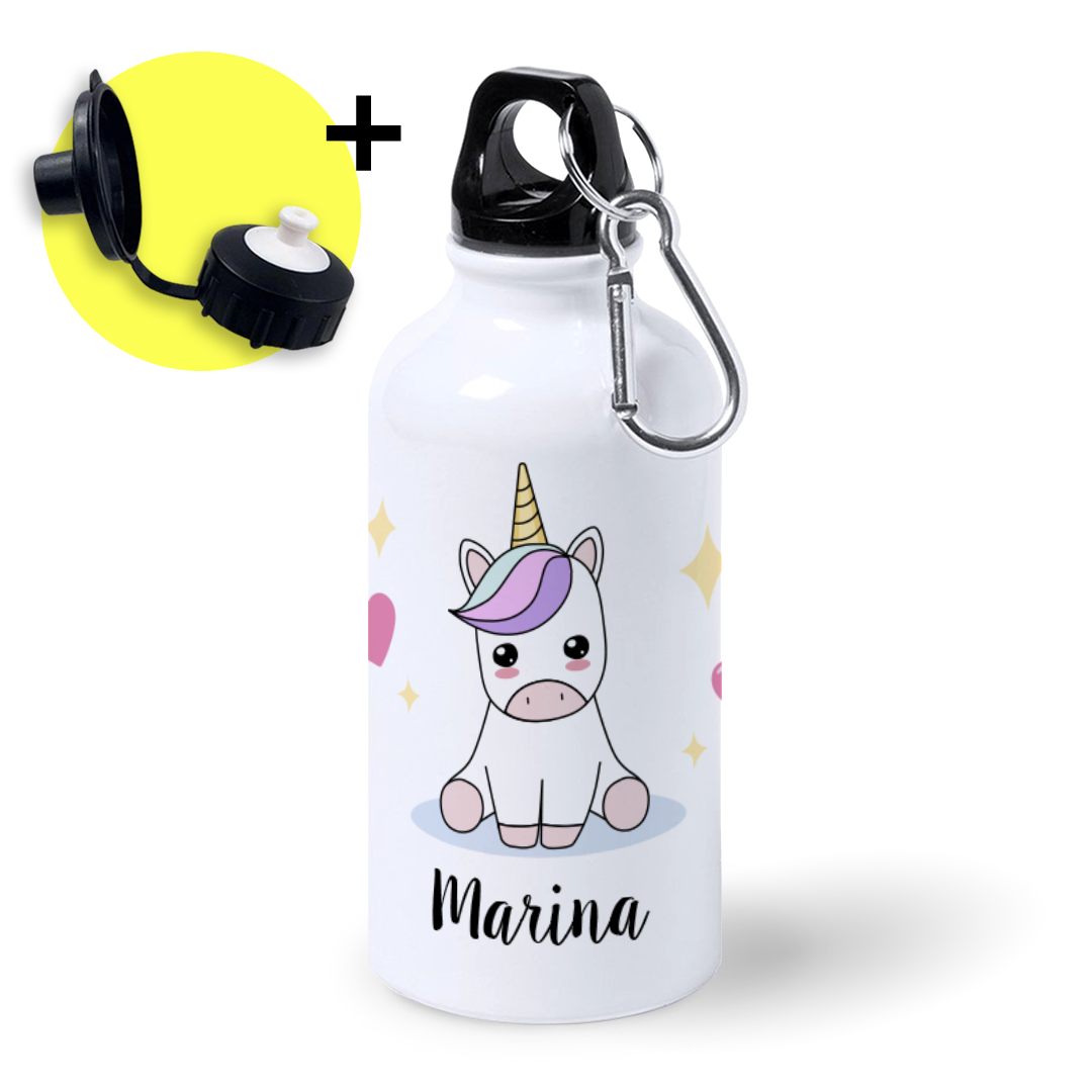 Botella de Aluminio Personalizada Infantil Unicornio Con Nombre