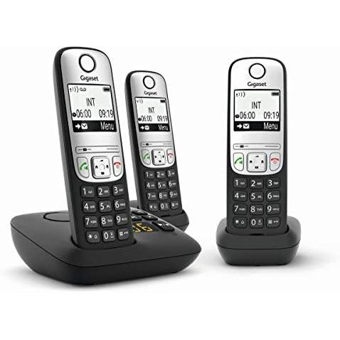 Gigaset A690A Trio Inalámbrico Negro con Pantalla Iluminada y Identificador de Llamadas