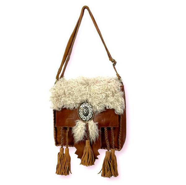 énvo Bolso Boho de Hombro y Piel Auténtica Artesanal