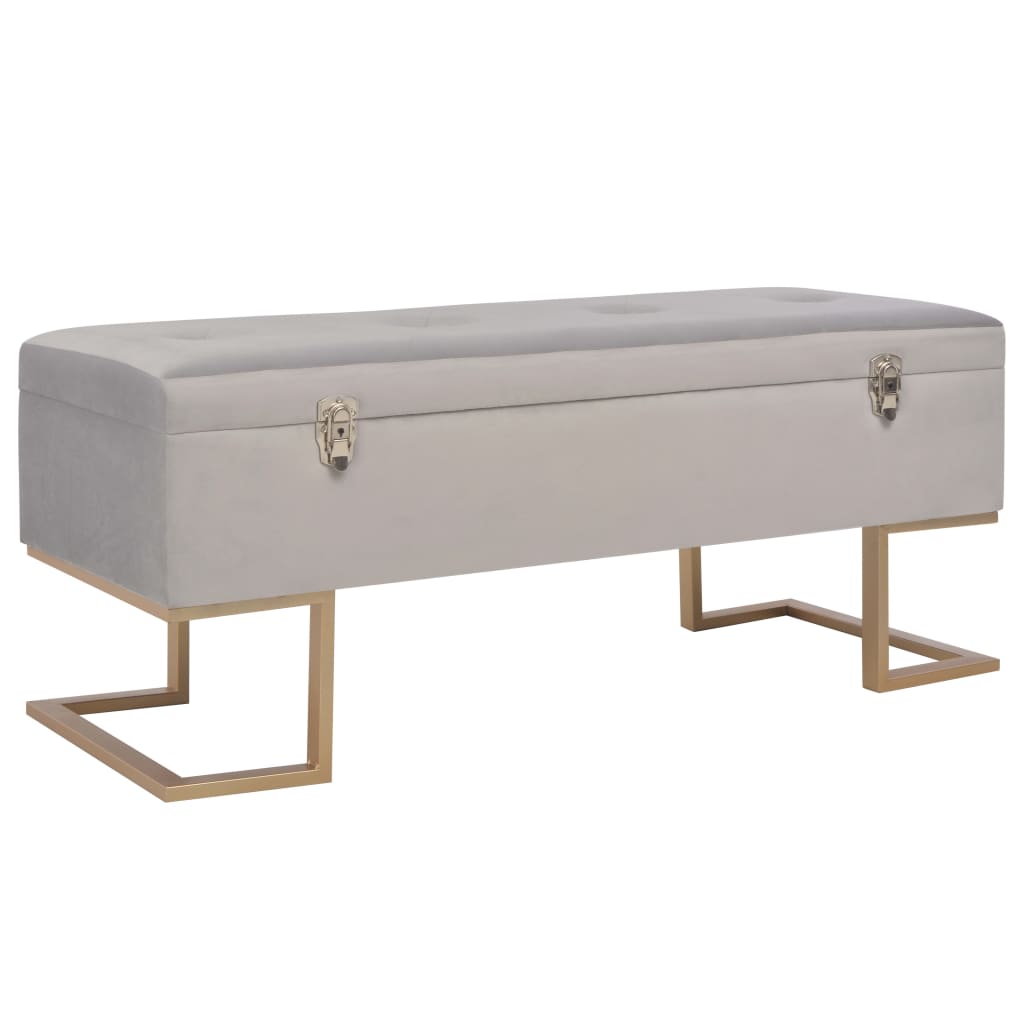 vidaXL Banco con compartimento 105 cm de terciopelo en color Beige/Gris/Mostaza y más