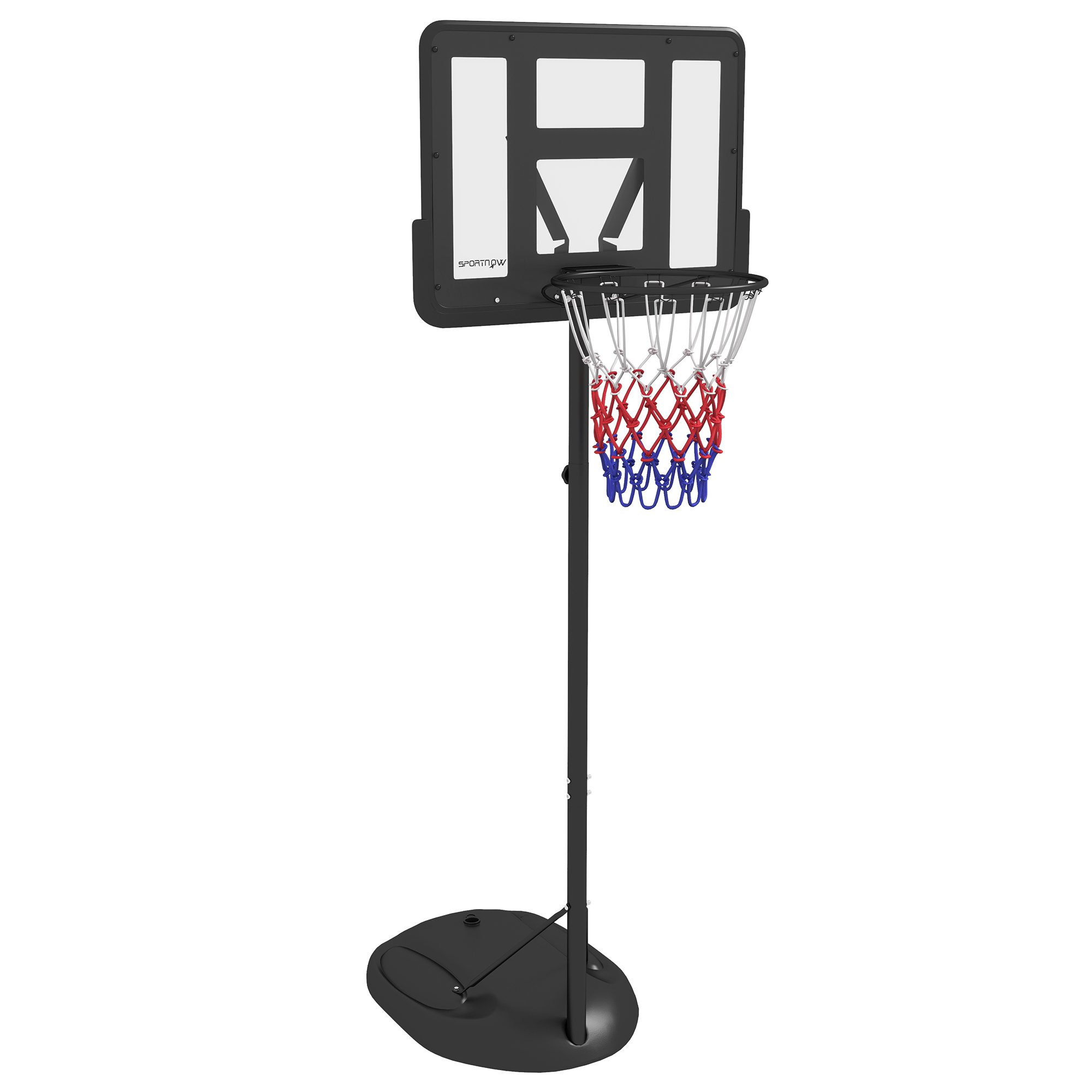SPORTNOW Canasta de Baloncesto con Altura Ajustable 216-277 cm Aro de Baloncesto para Exterior con Ruedas y Base Rellenable para Adolescentes y Adultos Negro