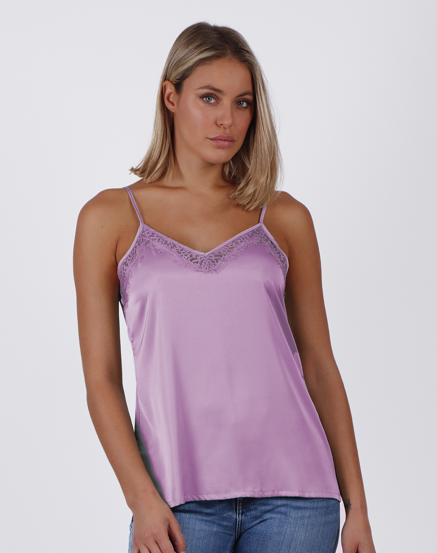 ADMAS Camiseta Tirante Puntilla Escote para Mujer