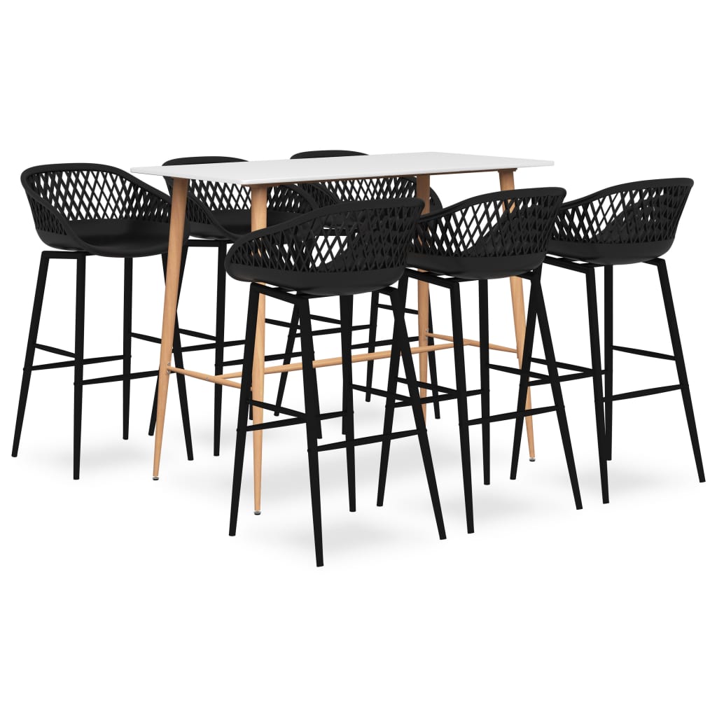 vidaXL Set de bar de 7 piezas blanco y negro