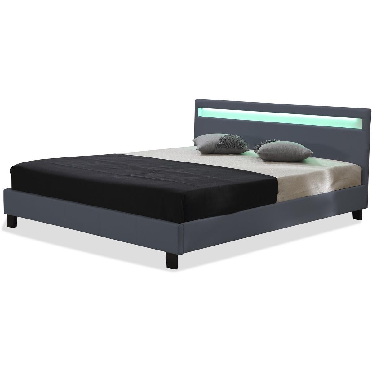 Habitat y Jardin - Cama LED "Maria" - 140 x 190 cm - Gris