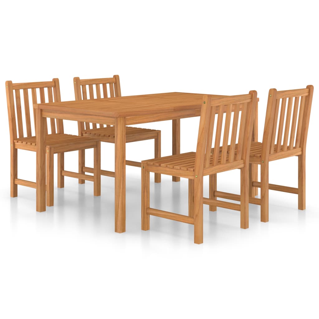 vidaXL Conjunto de comedor de jardín de 5 piezas, 150 x 90 cm, madera maciza de teca