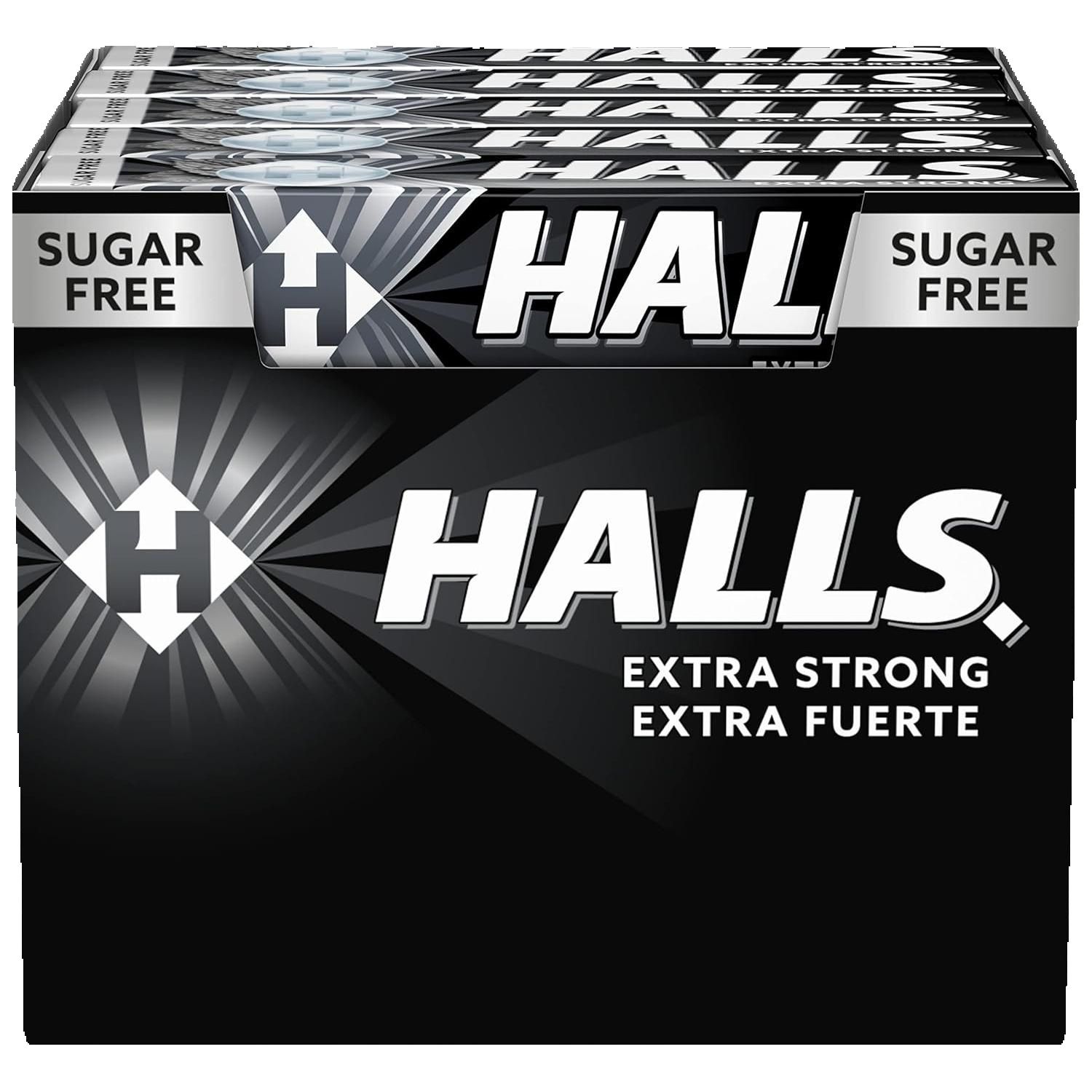 Pastillas Halls Menta Fuerte, Caramelo Sin Azúcar, Caja de 20 Sticks de 32 g
