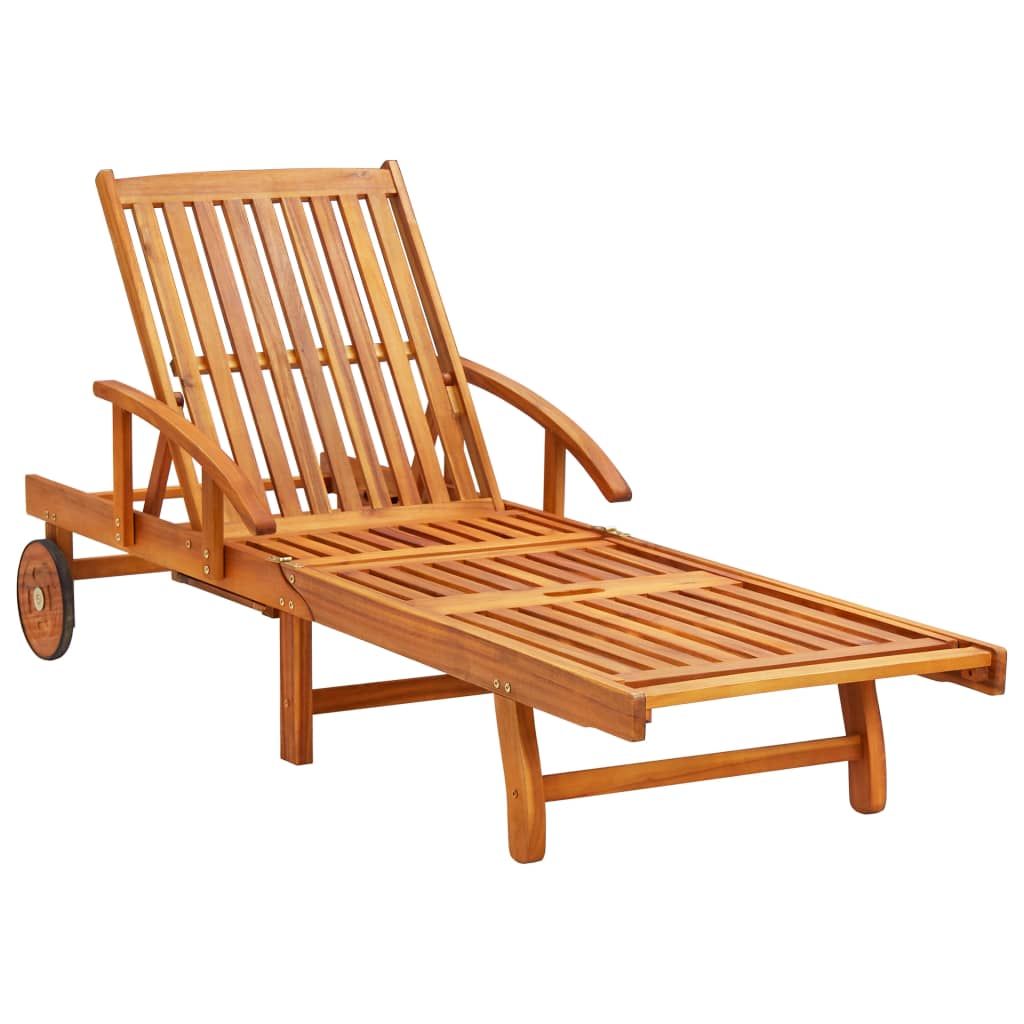 Vidaxl Tumbona Ajustable con Mesita de Madera Maciza de Acacia