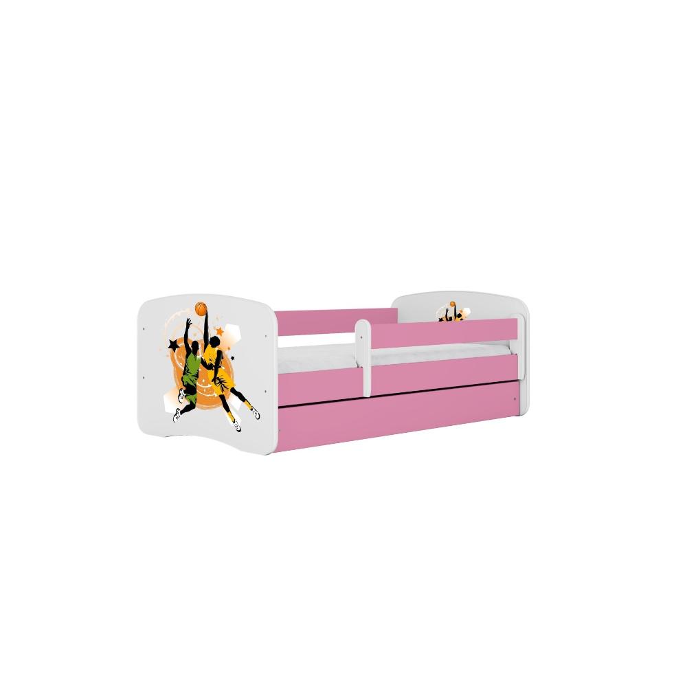 Cama 160 x 80 cm Kocot Kids com gaveta e colchão BabyDreams Basketball Pink