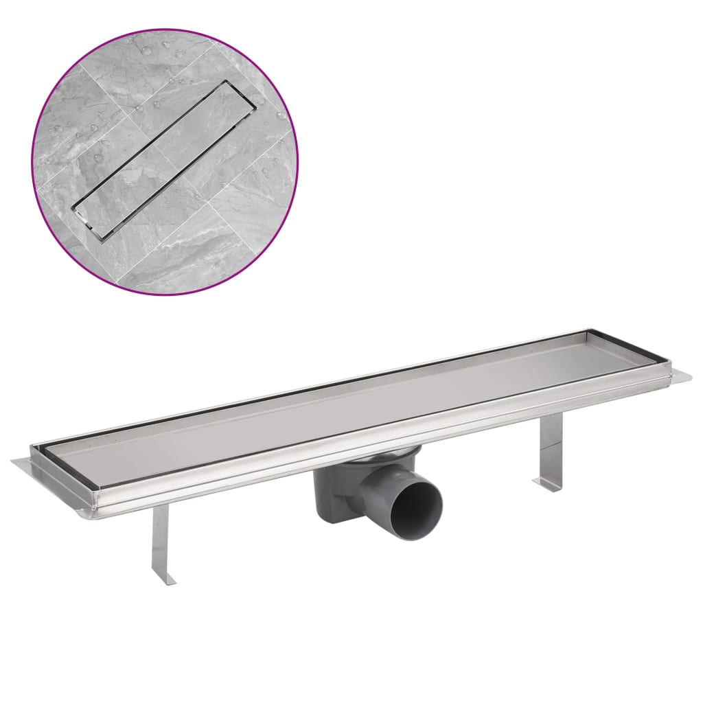 vidaXL Desagüe Lineal de Ducha Flujo 40 L/min Acero Inoxidable Dimensiones 73 x 14 cm,  53 x 14 cm,  63 x 14 cm y mas