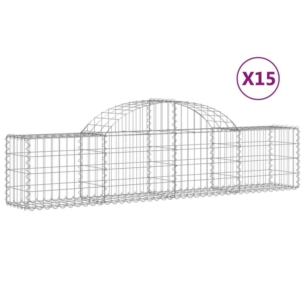 vidaXL Cestas de gaviones 15 uds forma de arco hierro Dimensiones 200 x 30 x 40/60 cm,  200 x 30 x 60/80 cm,  200 x 30 x 80/100 cm y mas