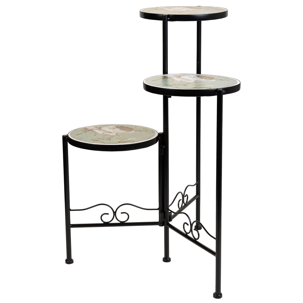 Wonderlust Deco - Soporte de mosaico y forja verde d30x68h-d25x61h-d20x51 Verde D30x68h-D25x61h-D20x51h cm